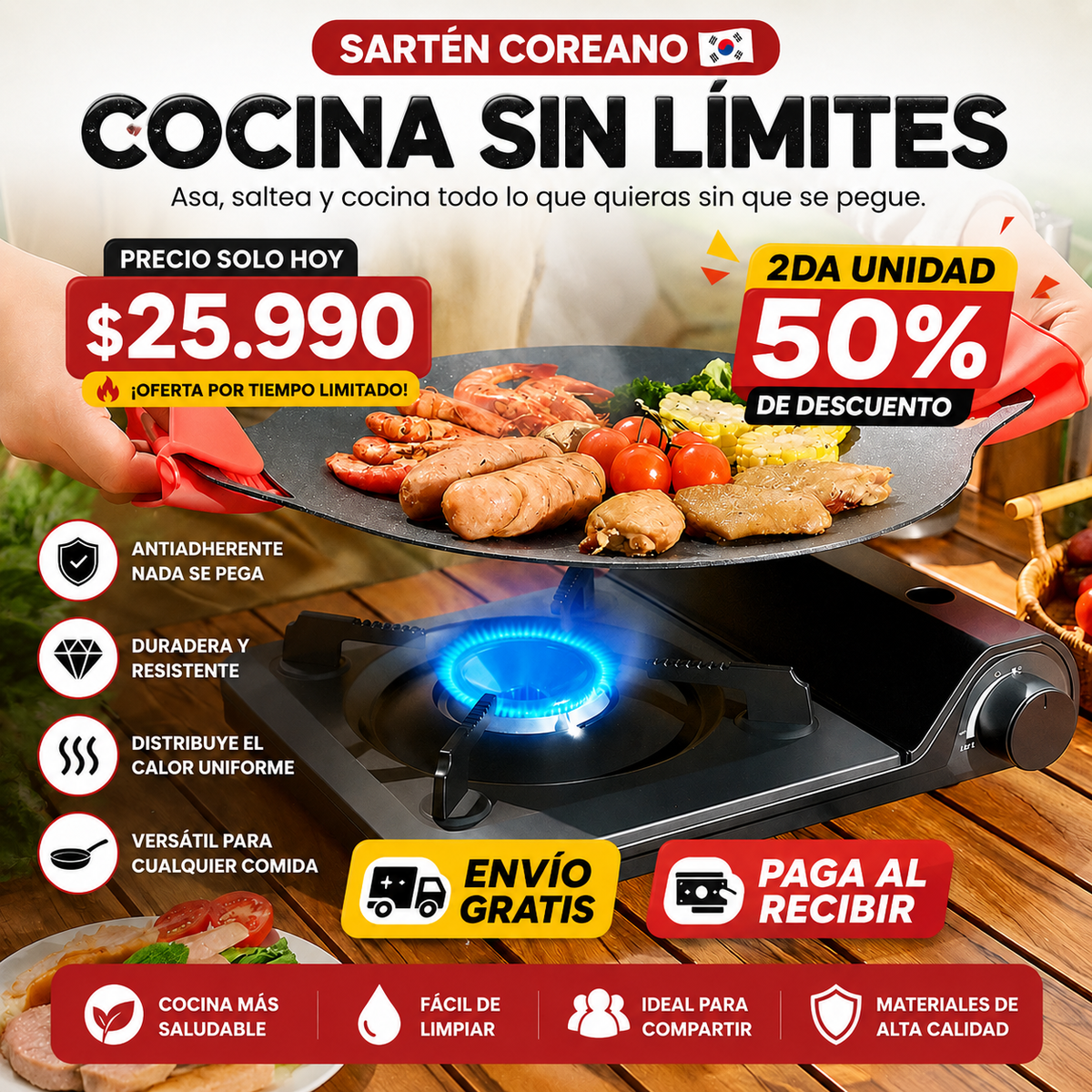 MaxiGrill™ - Más espacio, más comida, menos tiempo cocinando