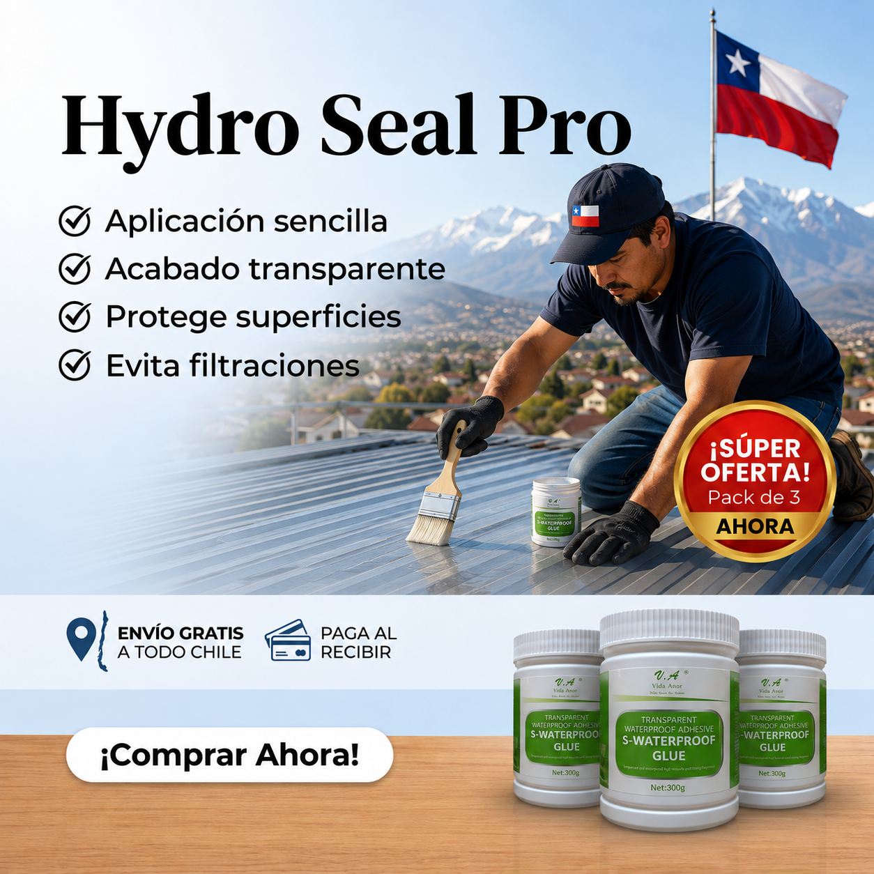 HydroSeal Pro™ - Sella, protege y no se nota. Pack 3